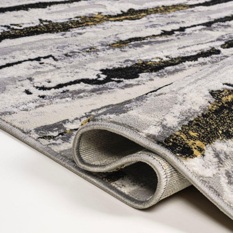 3'x5' Batten Modern Stripe Area Rug, Gray/Black - JONATHAN Y