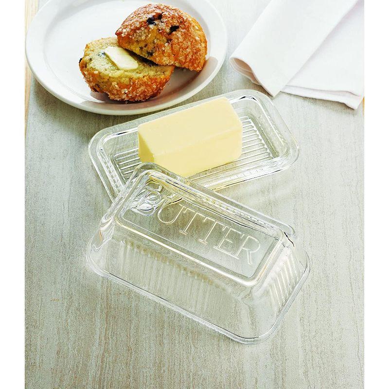 Amici Home Classic Glass Butter Dish with Lid, Holds a Standard Stick of Butter, Butter Holder for Kitchen Counter, Dishwasher Safe