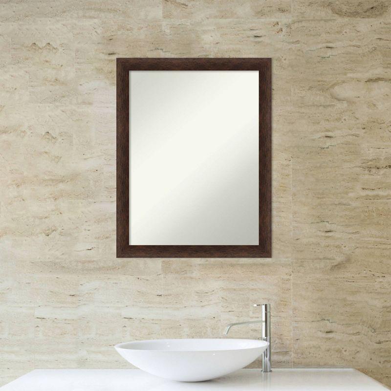 21"x27" Non-Beveled Narrow Wood Bathroom Wall Mirror Warm Walnut - Amanti Art: Modern Rectangular Vanity, Wall Mounted, Includes Hardware