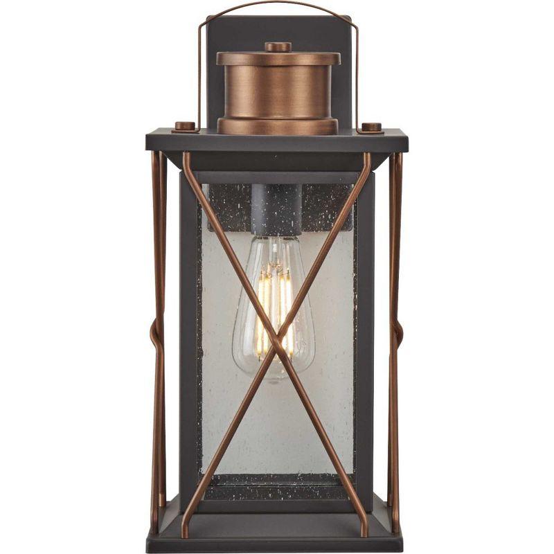 Progress Lighting Barlowe 1-Light Small Wall Lantern in Antique Bronze with Clear Seeded Glass Shade