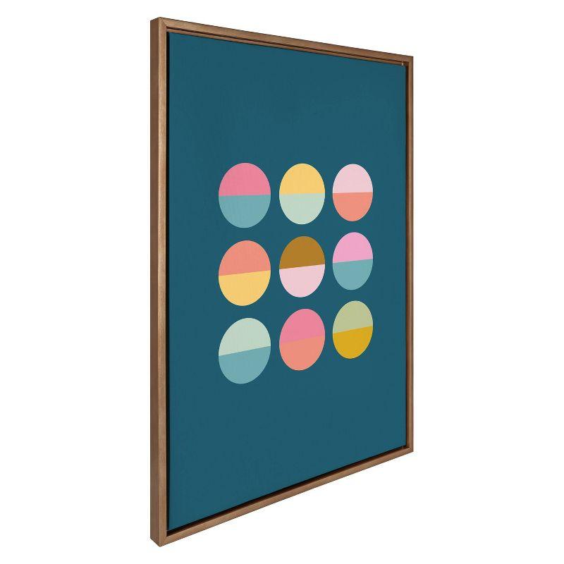 Kate & Laurel All Things Decor 28"x38" Sylvie Circles In Blue Framed Canvas by Apricot & Birch: Modern Wall Decor