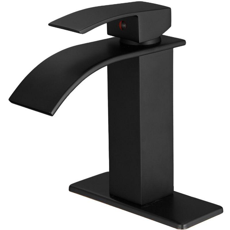 Matte Black Single Handle Waterfall Bathroom Faucet