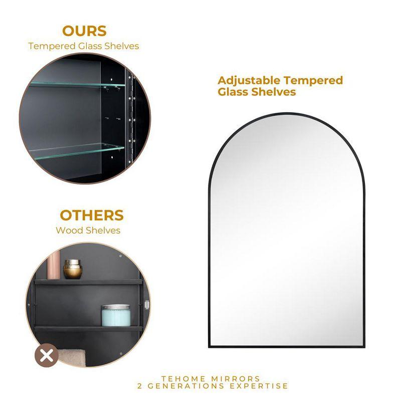 TEHOME 20 x 30'' Black Arched Bathroom Medicine Cabinet with Mirror Recessed and Surface Mount Medicine Cabinet Mirror