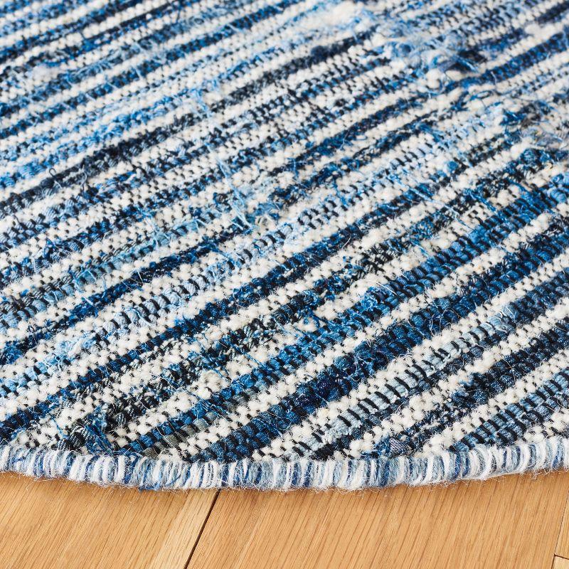 Bohemian Bliss Blue Ivory Wool-Cotton 6' Round Area Rug