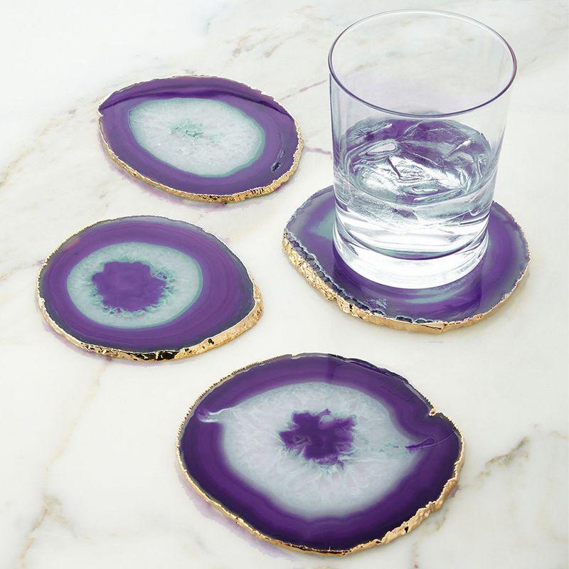 Modern Home Set of 4 Natural Agate Stone Coasters