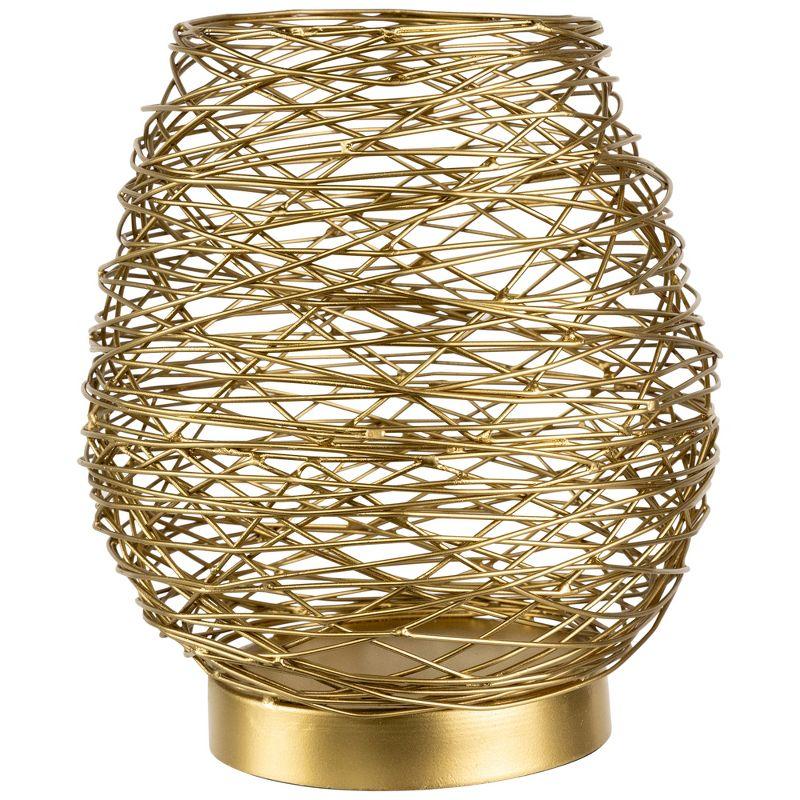 Medium Brass Woven Iron Votive Candle Holder