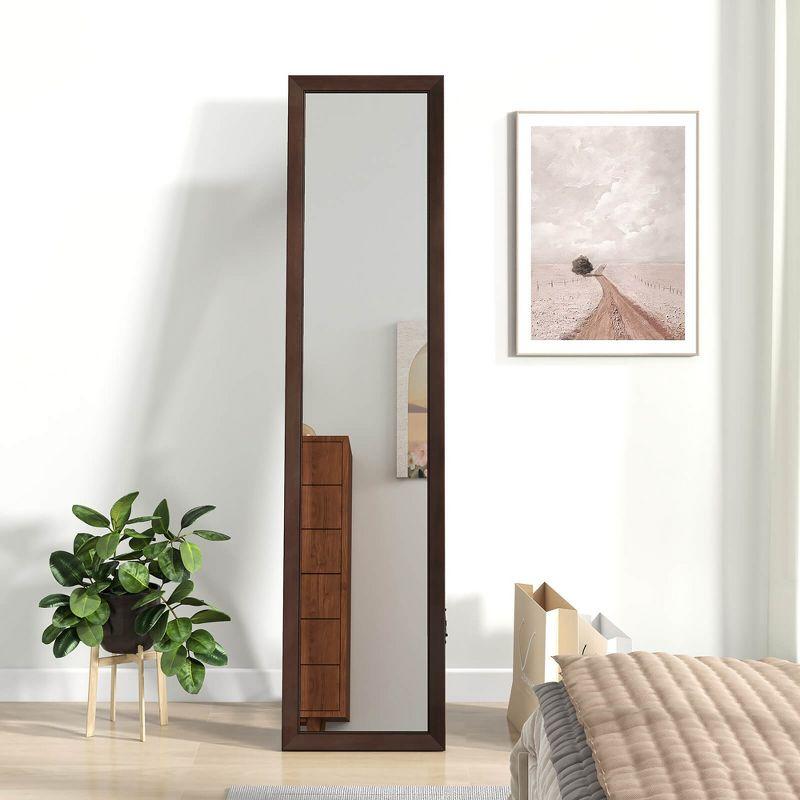 Tangkula 61" x 14.5" Full Length Mirror w/ Stand Solid Wood Frame Full Body Mirror