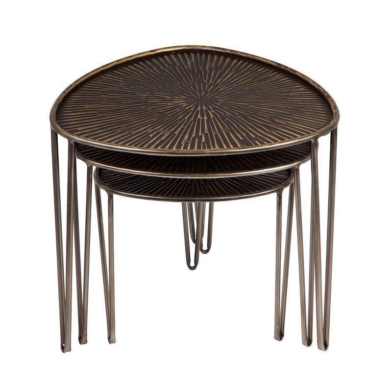 Evergreen Beautiful Leaf Shape Metal Nested Side Tables, Set of 3 - 21 x 21 x 19 Inches Homegoods and Decorations for Every Space