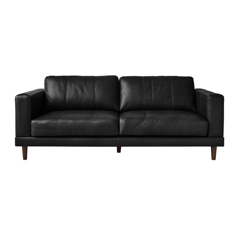 2pc Hanson Set Black - Picket House Furnishings: Leather Upholstery, Modern Sofa & Loveseat Combo