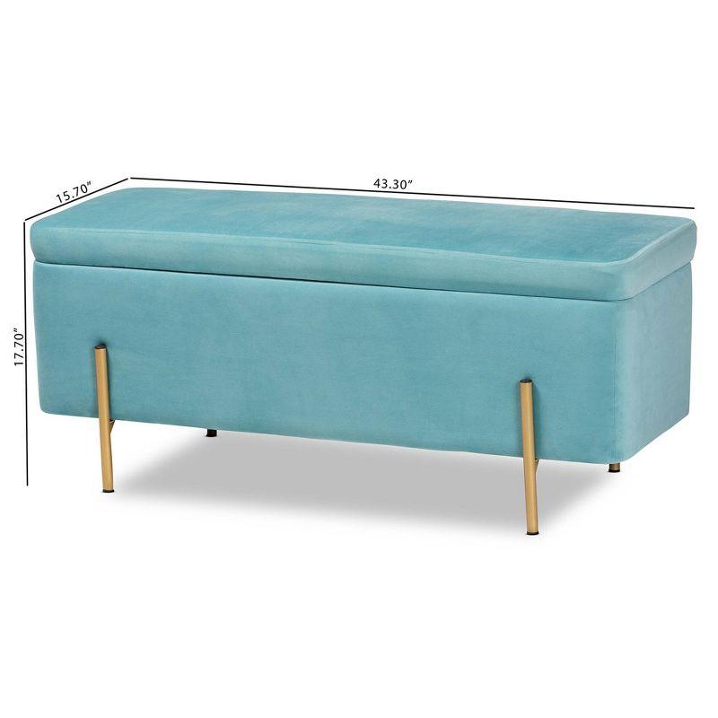 Rockwell Velvet Metal Storage Bench Navy Blue/Gold - Baxton Studio: Upholstered Lift-Top for Bedroom