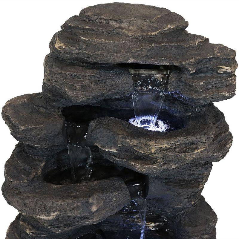 Sunnydaze 24"H Electric Polystone Rock Falls Waterfall Outdoor Water Fountain with LED Lights