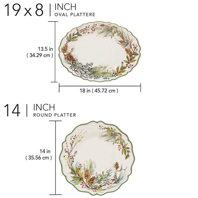 Winters Forest Melamine 2pc Platter Set - round 14" Oval 18" x 13.5 (Set of 2)