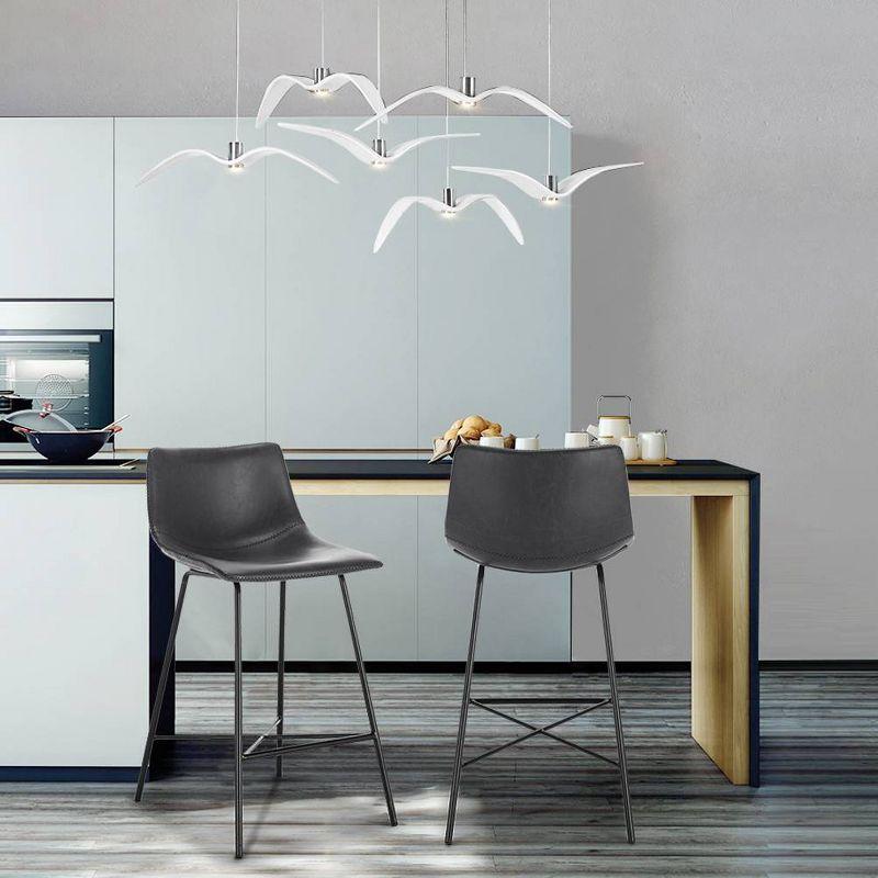 Poly & Bark Set of 2 24" High Paxton Counter Height Barstools Gray