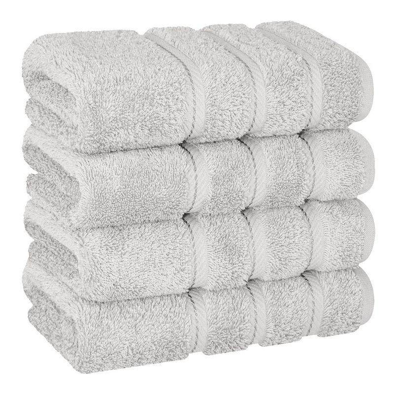 Luxury Silver Gray Turkish Cotton 4-Piece Hand Towel Set