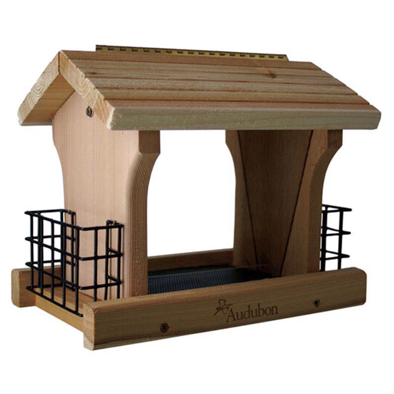 Wood Hanging Hopper Bird Feeder