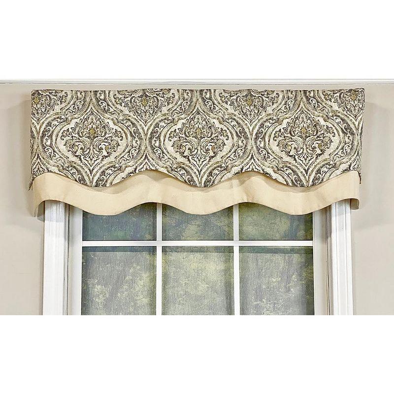 Pebble and Blush Damask Scalloped Window Valance