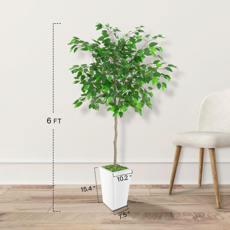 Artificial Fiddle Leaf Fig Tree 5FT, Faux Fiddle Leaf Fig Tree with Tall White Planter