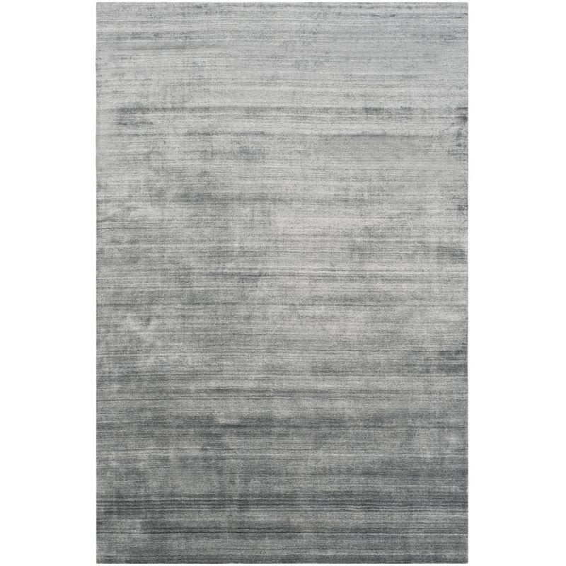 Handmade Dark Grey Wool and Viscose 6' x 9' Area Rug