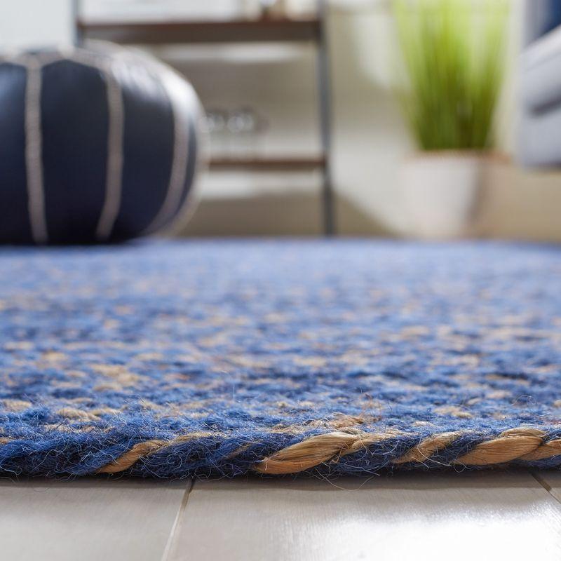 Hand-Knotted Blue Wool and Synthetic Area Rug