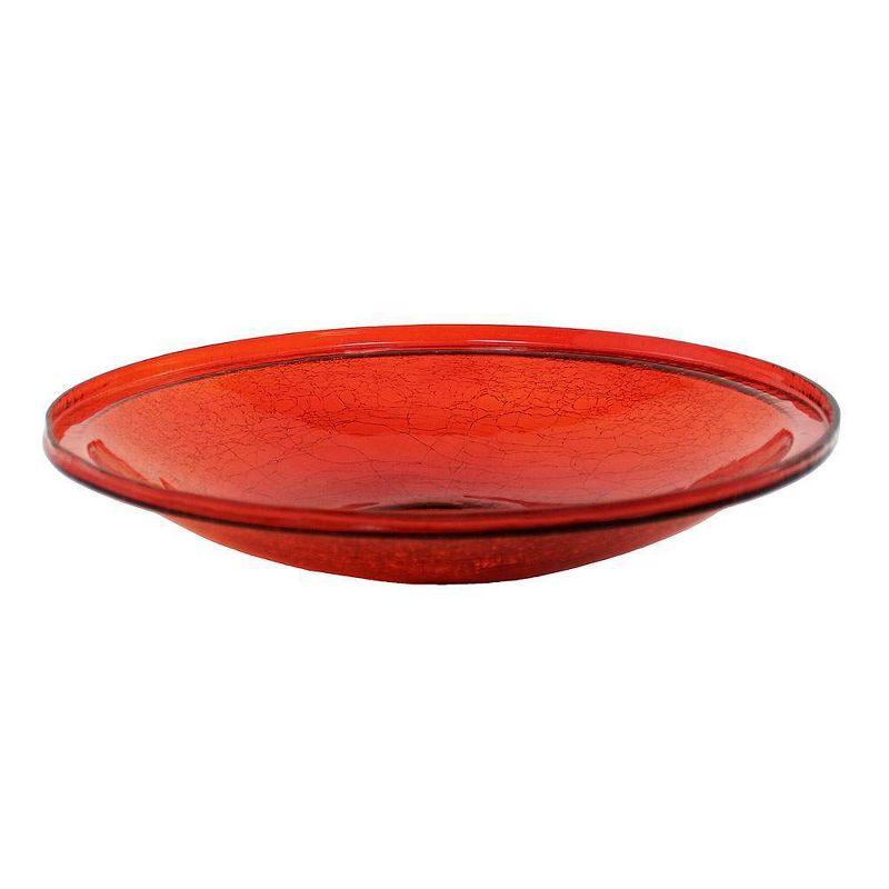 Red Crackle Hand-Blown Glass Hanging Birdbath Bowl