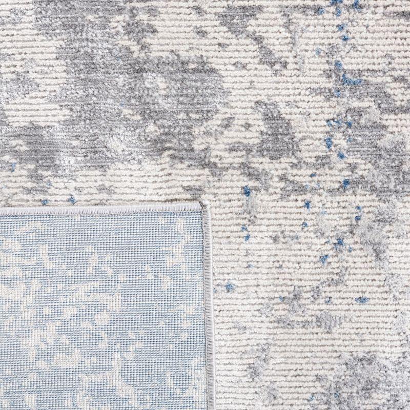 Blue and Gray Abstract Non-slip Synthetic Area Rug