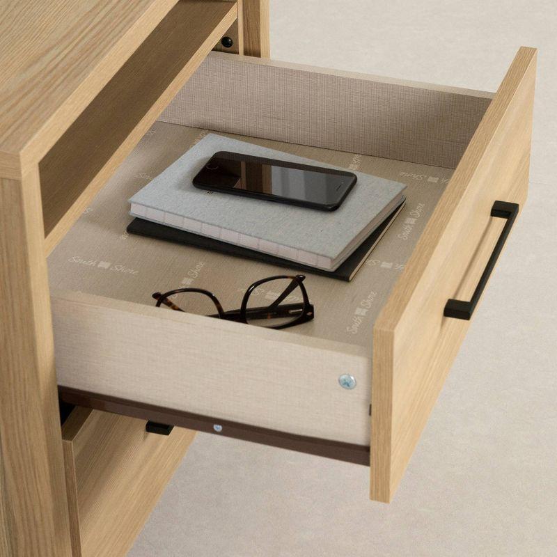 South Shore Gravity 2 Drawer Nightstand Natural Ash: Contemporary Bedside Storage, Laminate Surface