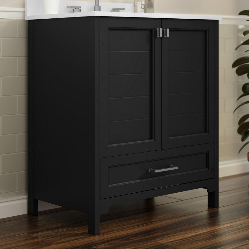 Flash Furniture 30 Inch Bathroom Vanity with Undermount Sink, Cabinet, and Drawer in Black