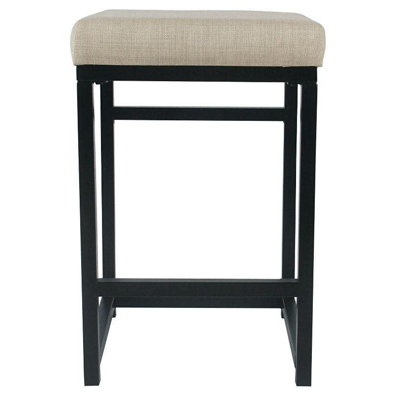 HomePop 24" Open Back Metal Counter Height Barstool Natural : Upholstered Square Seat, No Assembly Required