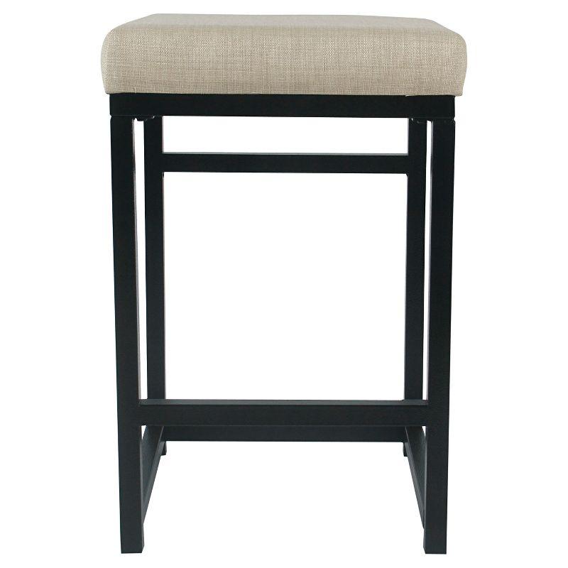 24" Industrial Open Back Counter Stool with Tan Cushion