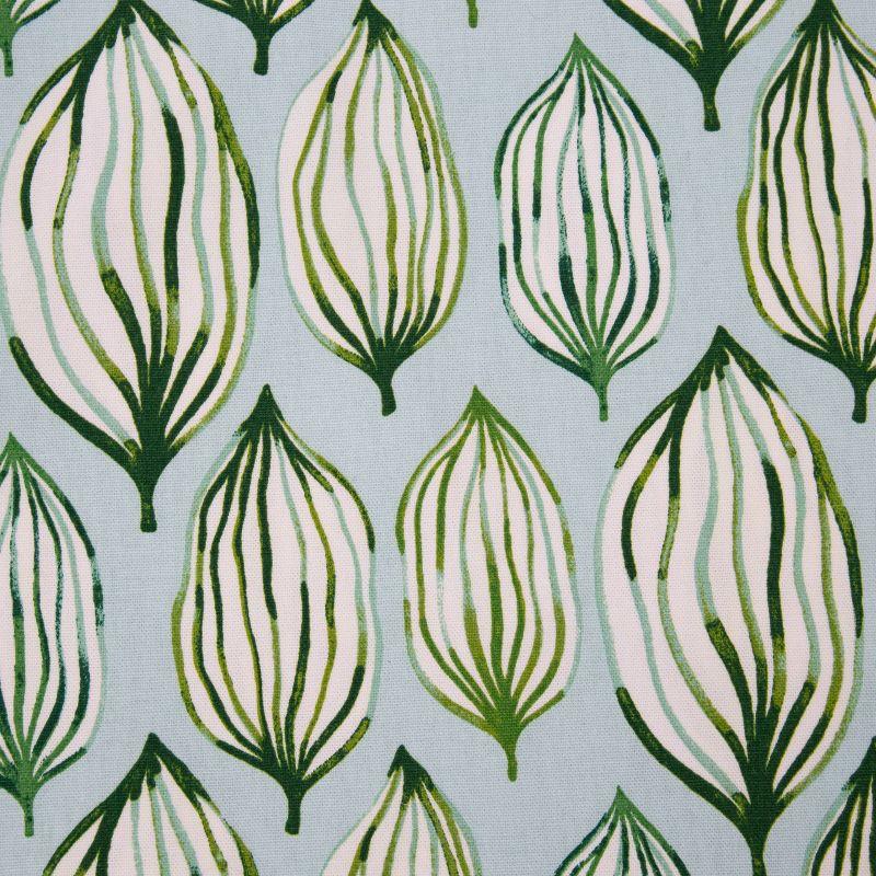 Tropical Leaf Verte Geometric Cotton Reversible Throw Pillow