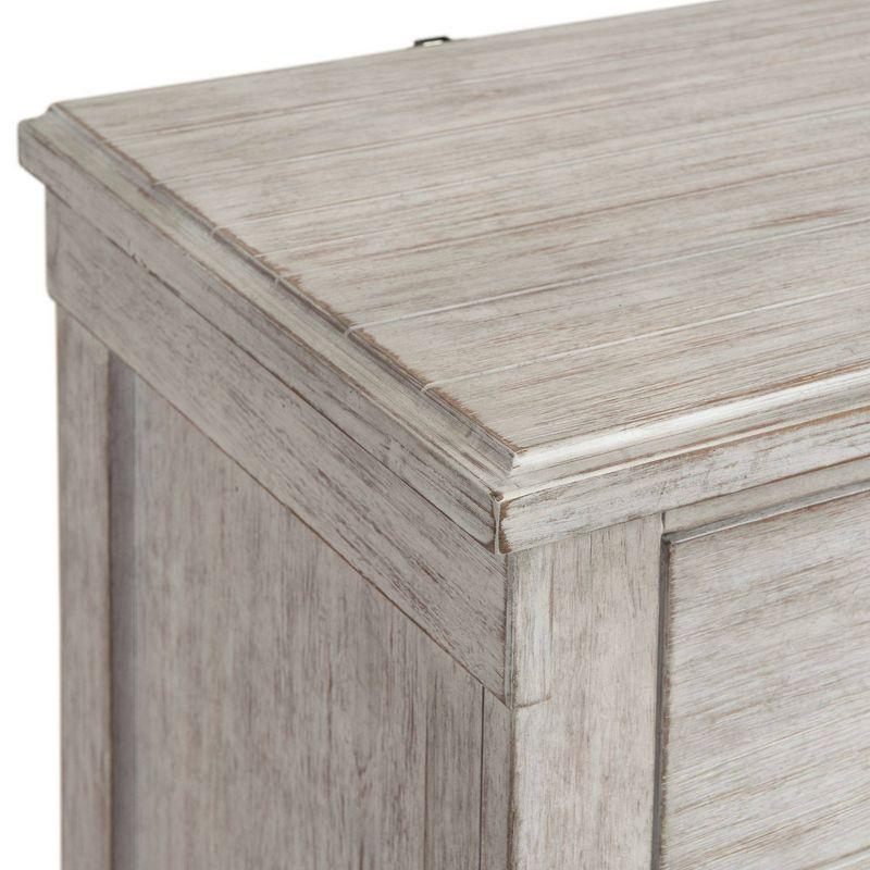 Rustic Off-White 3-Drawer Nightstand with USB Ports