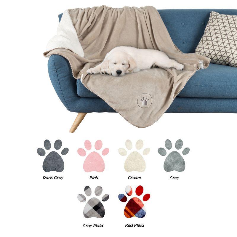 Tan Reversible Waterproof Pet Blanket with Plush Fleece