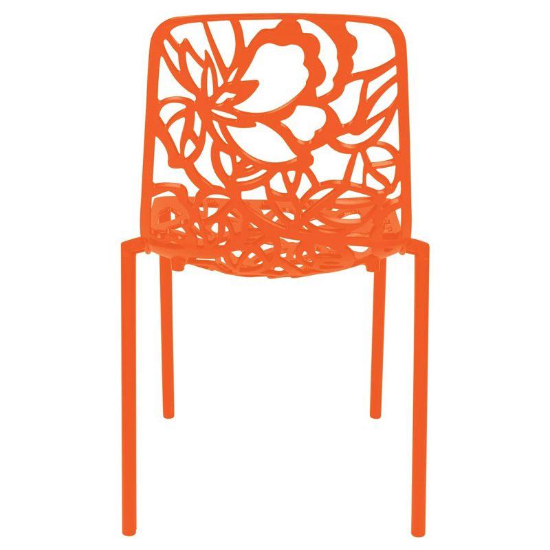 LeisureMod Devon Modern Aluminum Outdoor Stackable Dining Chair, Orange
