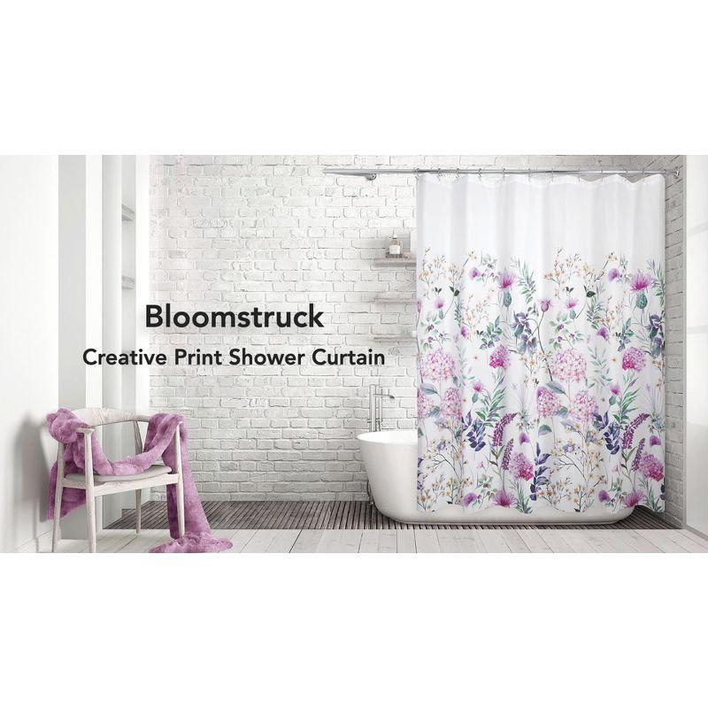 Bloomstruck White and Multicolor Floral Microfiber Shower Curtain