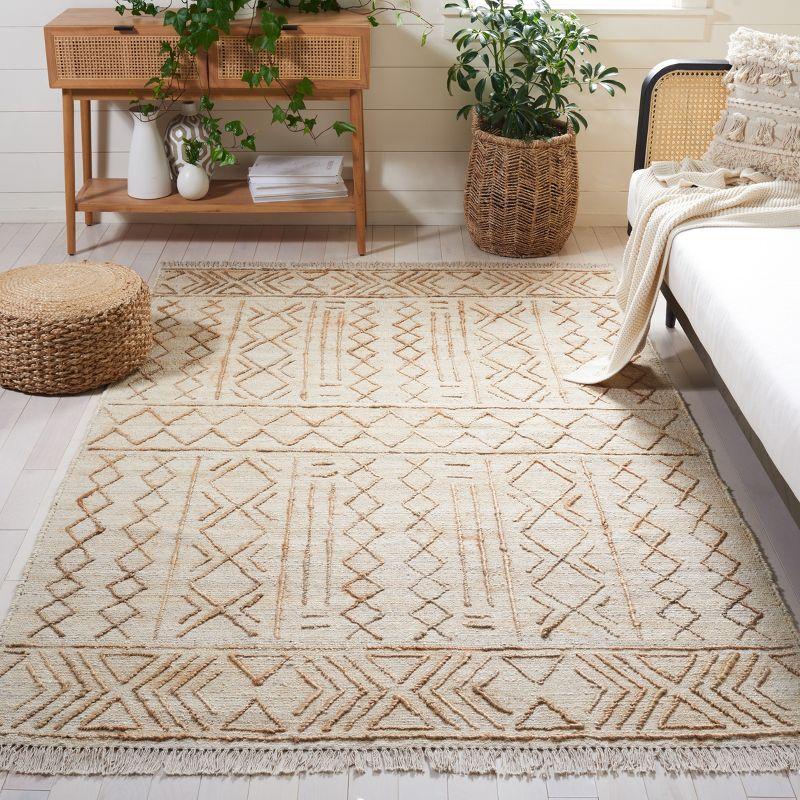 Hand-Knotted Cotton Natural Fiber Rectangular Area Rug