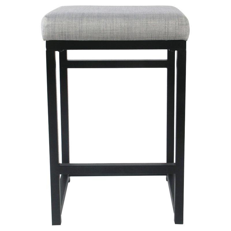 HomePop 24" Open Back Metal Counter Height Barstool Light Gray: Upholstered Square Seat, No Assembly Required
