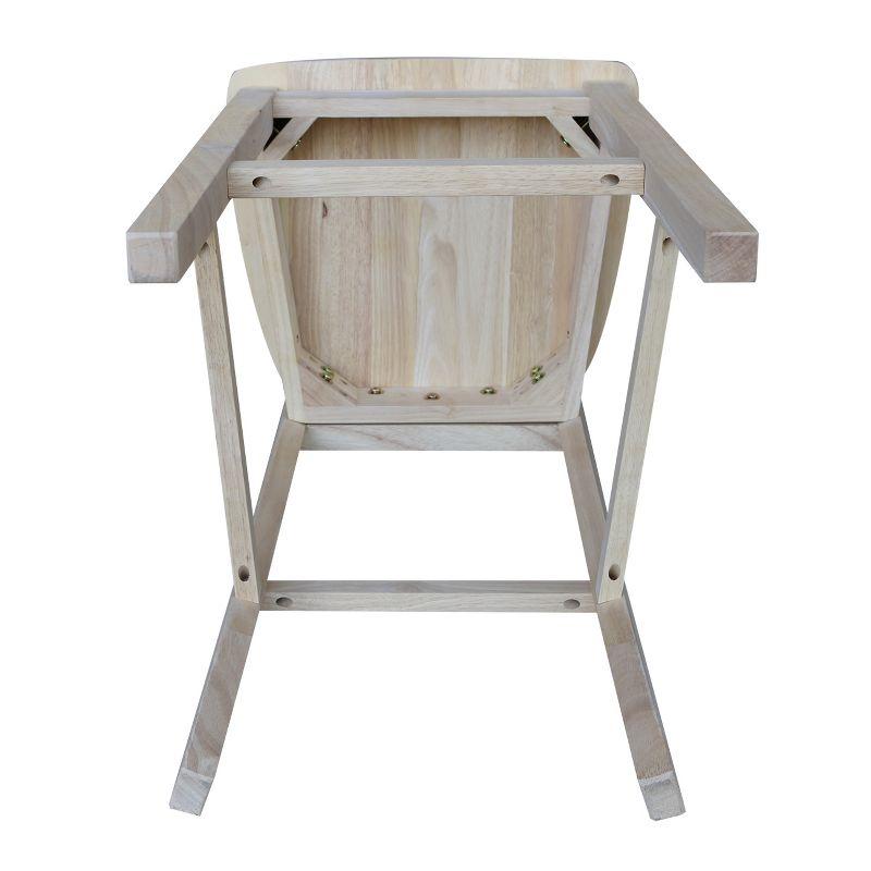 Solid Parawood Slatback Barstool 46" Unfinished Traditional Design