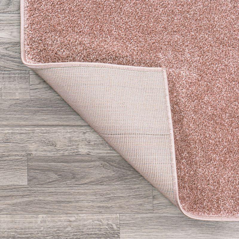 Pink Reversible Solid Synthetic Area Rug