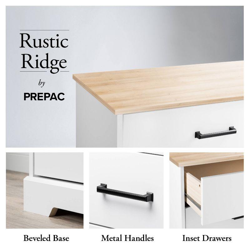 Prepac Rustic Ridge Farmhouse 6 Drawer Bedroom Dresser White/Oak