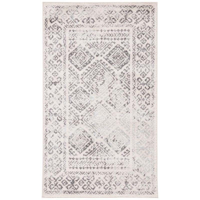 Ivory and Grey Synthetic 2' x 5' Hand-Knotted Easy Care Runner Rug