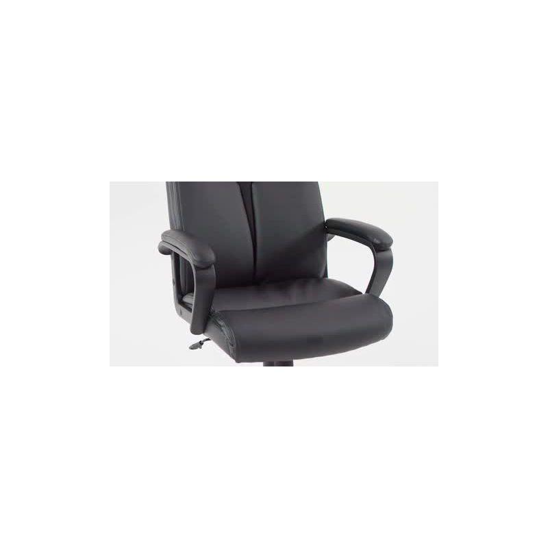 Flash Furniture Raya High Back Black LeatherSoft Executive Swivel Office Chair with Slight Mesh Accent and Arms