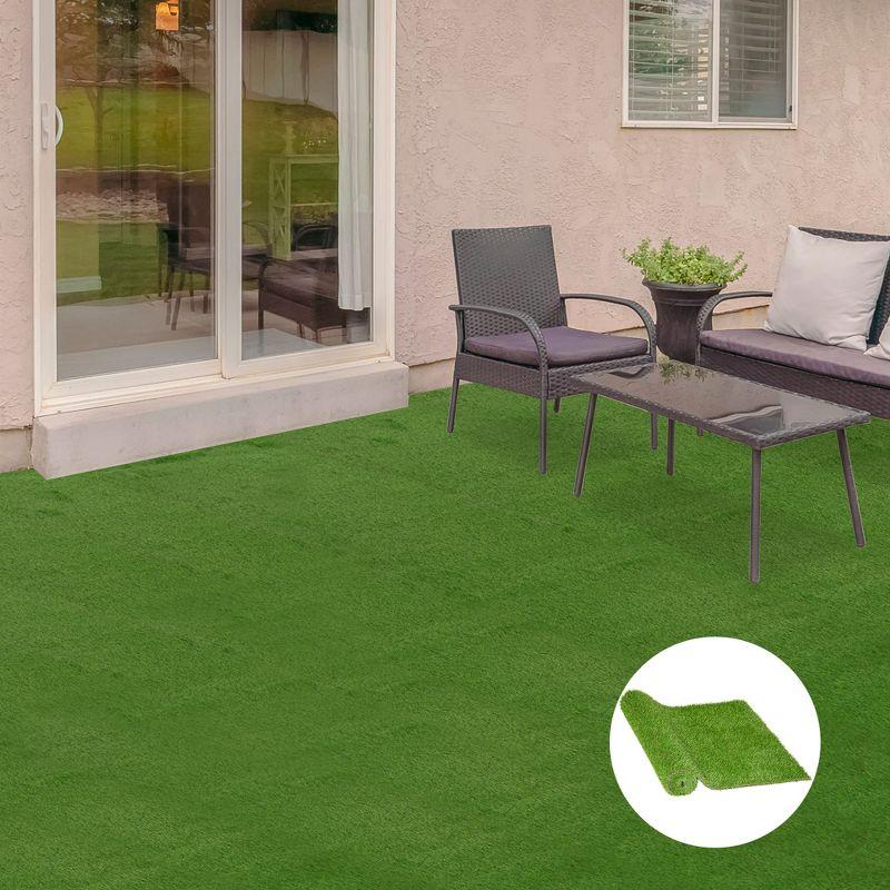 Outsunny 10' x 3' Artificial Turf Grass with Simulated Look & Feel UV Protection, & Drain Holes for Rain