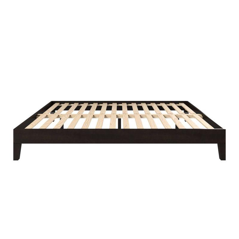 Nix Black Pine Wood Queen Platform Bed with Drawer