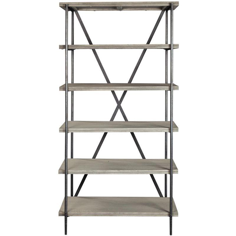 Gray Mango Wood and Iron Open Shelving Unit