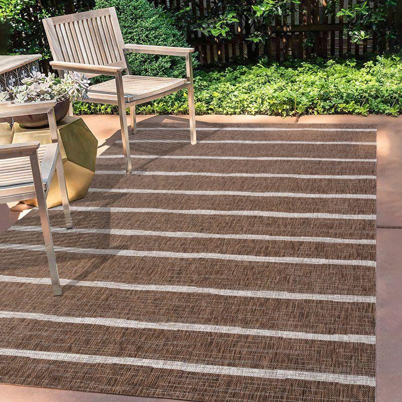 3'x5' Colonia Berber Stripe Indoor/Outdoor Area Rug, Brown/Beige - JONATHAN Y