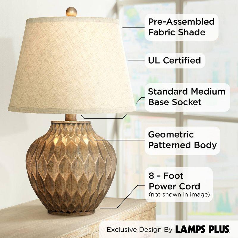 360 Lighting Buckhead Modern Accent Table Lamp 22" High Warm Bronze Brown Sculptural Geometric Drum Shade for Bedroom Living Room Bedside Nightstand