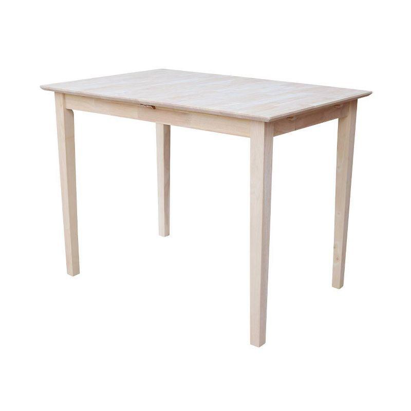 Casual Shaker-Style Extendable Counter Height Dining Table in Unfinished Wood