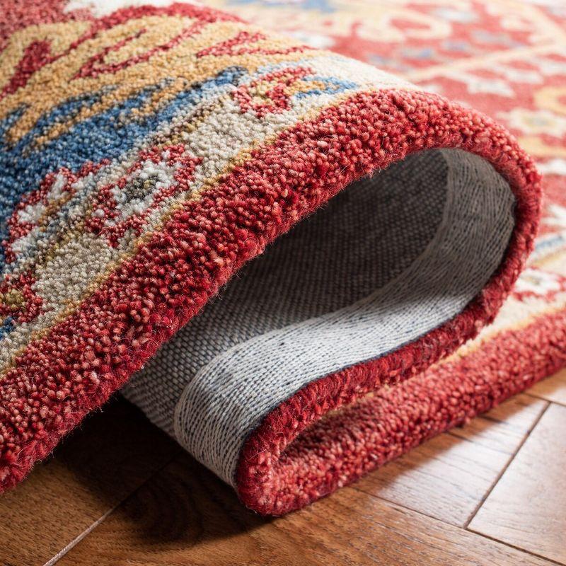 Red and Yellow Hand-Tufted Wool Runner Rug