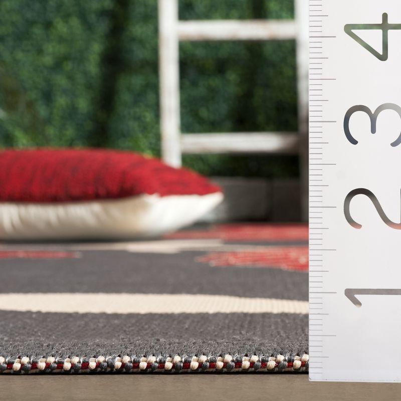 Courtyard CY7321 UV & Stain Resistant Non-Shedding Power Loomed Indoor/Outdoor Accent Rug - Anthracite/Red - 4'x5'7" - Safavieh