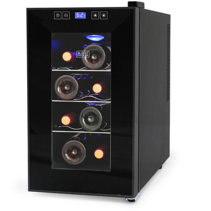 BLACK+DECKER 8-Bottle LED Display Single Zone Freestanding Wine Refrigerator
